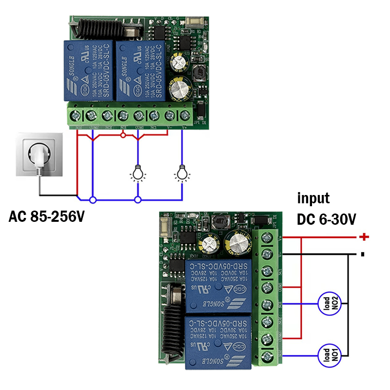 DC 9V 12V 24V AC 85-250V 2CH m - Rf 433Mhz Module avaliação e preço